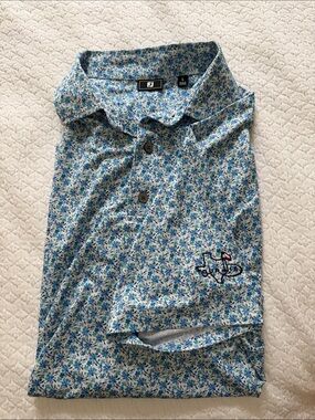 FJ Men's Blue Floral Golf Polo